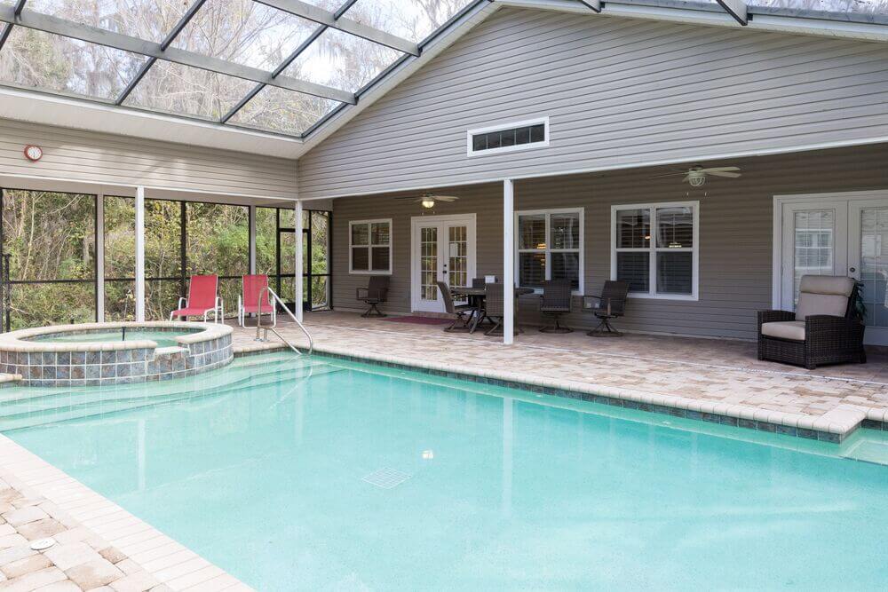 Pool at the vacation house rental in Leesburg, Florida, at Holidat RV Park.