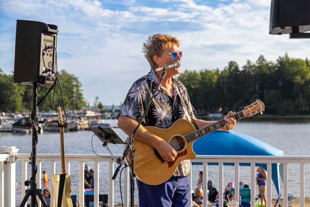 Dan Merrill preforming at Point Sebago Resort in Maine.