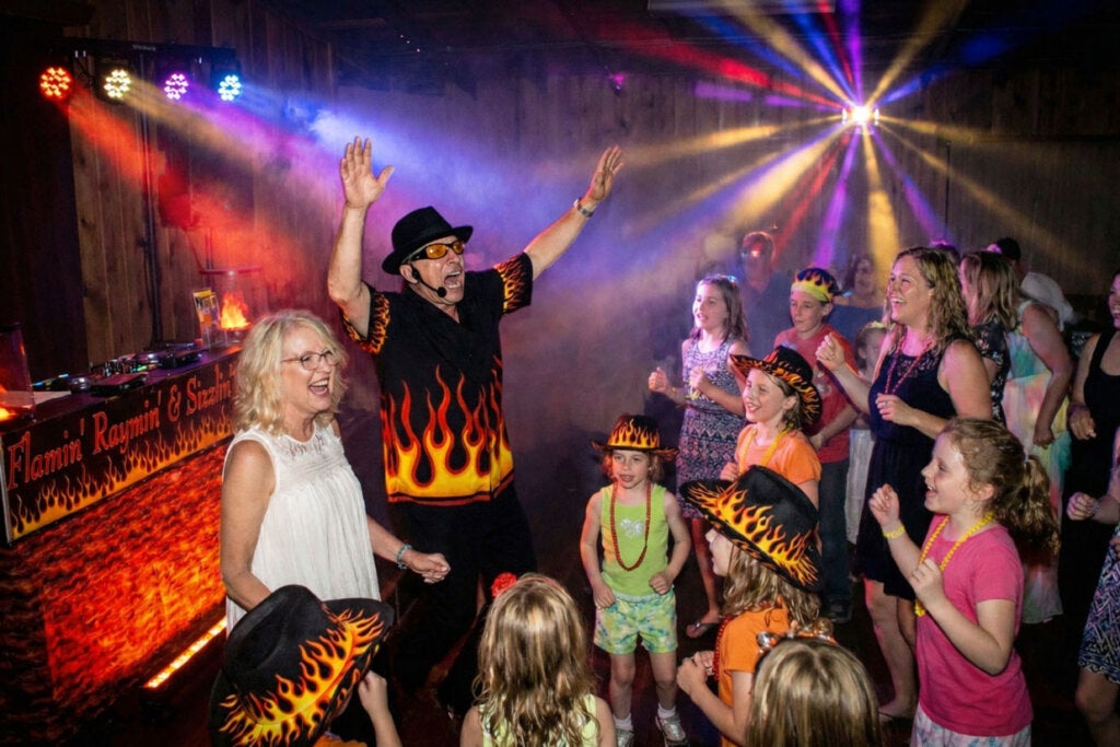 Flamin' Raymin' and Sizzlin' Suzzin' perform at Point Sebago Resort in Casco, Maine.