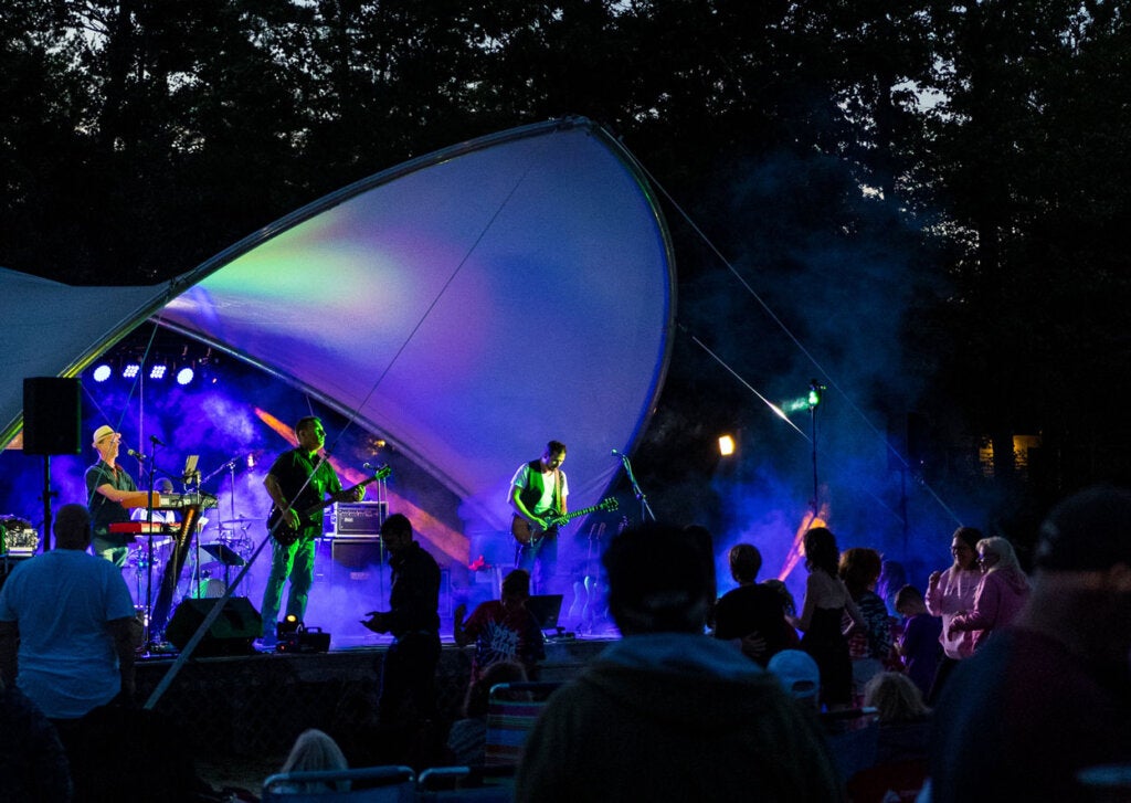 Stolen Mojo performing at Point Sebago Resort on the beach stage in Maine.