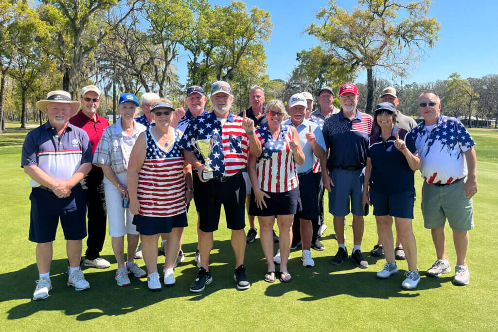 American golfers at the Rolling Greens Executive Golf Course during the CANUSA Golf Tournament in Ocala, Florida.