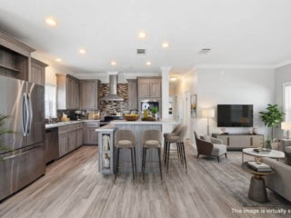 Virtually staged interior of 20548 Polynesian Lp. at Estero Bay Village in Estero, Florida.