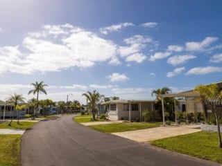 Street view of the neighborhood in Estero Bay Village in Estero, Florida.