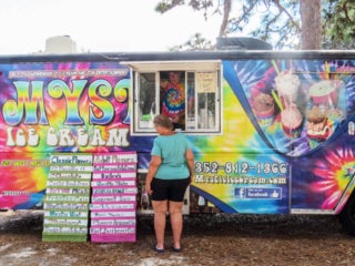 Mystic Ice Cream Truck at 55+ Holiday RV Park in Leesburg, Fl for Hippie Fest.