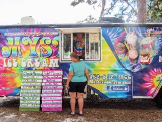 Mystic Ice Cream Truck at 55+ Holiday RV Park in Leesburg, Fl for Hippie Fest.