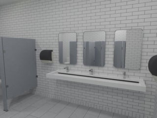 Renderings of the Blueway clubhouse construction project showing a view of the bathroom