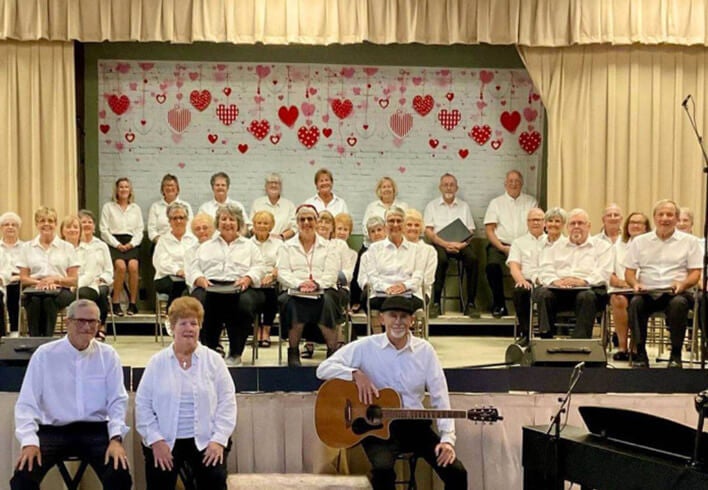 Residents at Cypress Lake Village in Lakeland, FL. on stage for Starlight Chorus performance