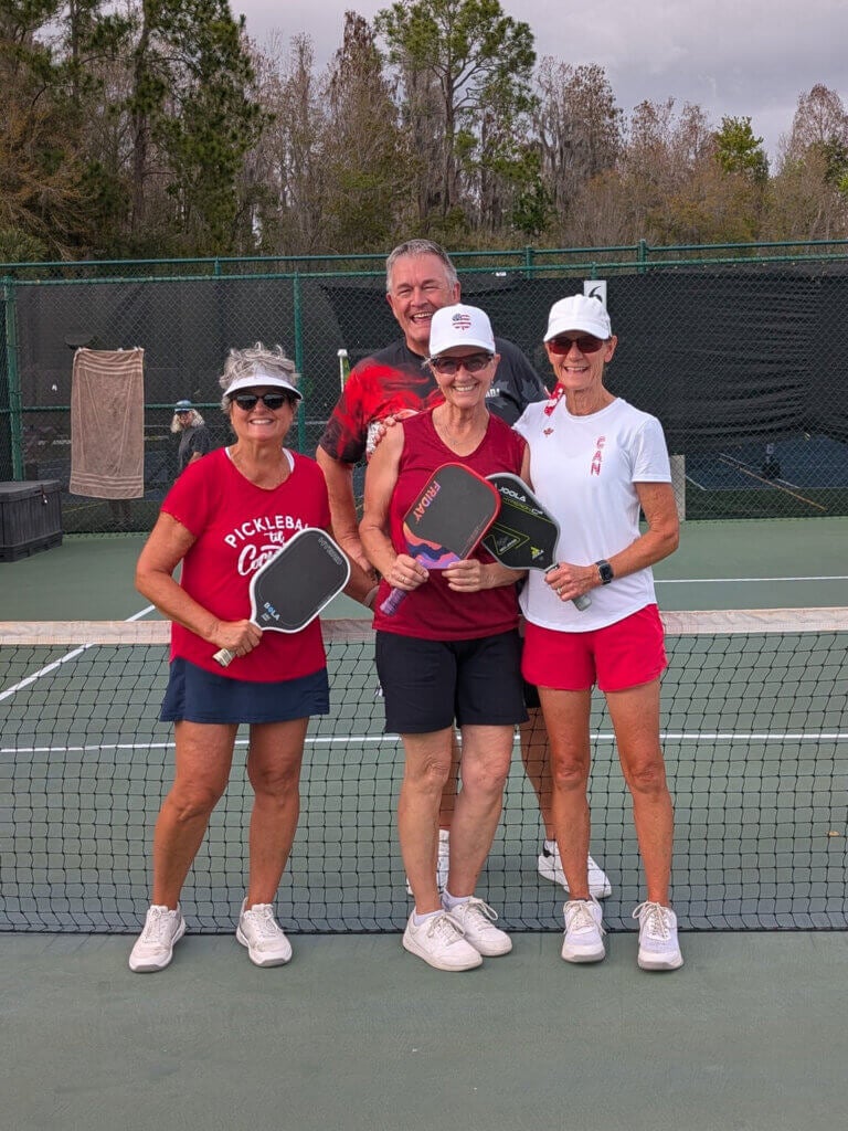 Residents playing pickleball in the 2026 CanAm Games at Cypress Lakes, Florida.