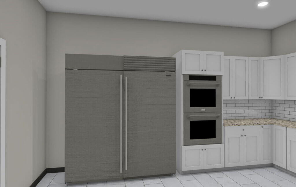 Renderings of the Blueway clubhouse construction project showing a view of the kitchen.