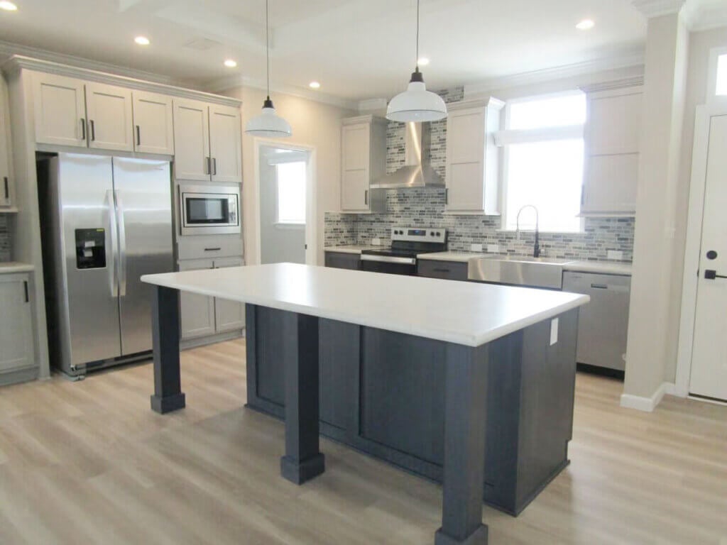 Kitchen inside a manufactured home in Fort Myers, Florida at Jamaica Bay VIllage.