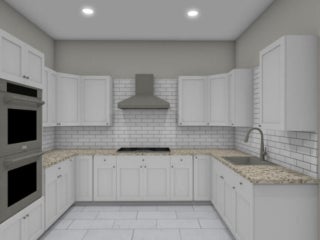 Renderings of the Blueway clubhouse construction project showing a view of the kitchen.