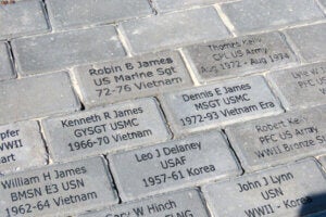 Memorial bricks at The Meadows Veterans Park in Tarpon Springs, FL.