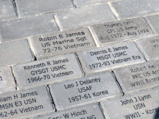 Memorial bricks at The Meadows Veterans Park in Tarpon Springs, FL.