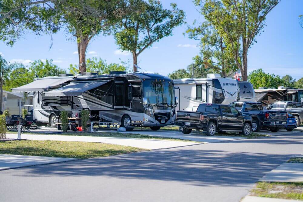 RV sites at River Vista RV Park in Ruskin, Florida.