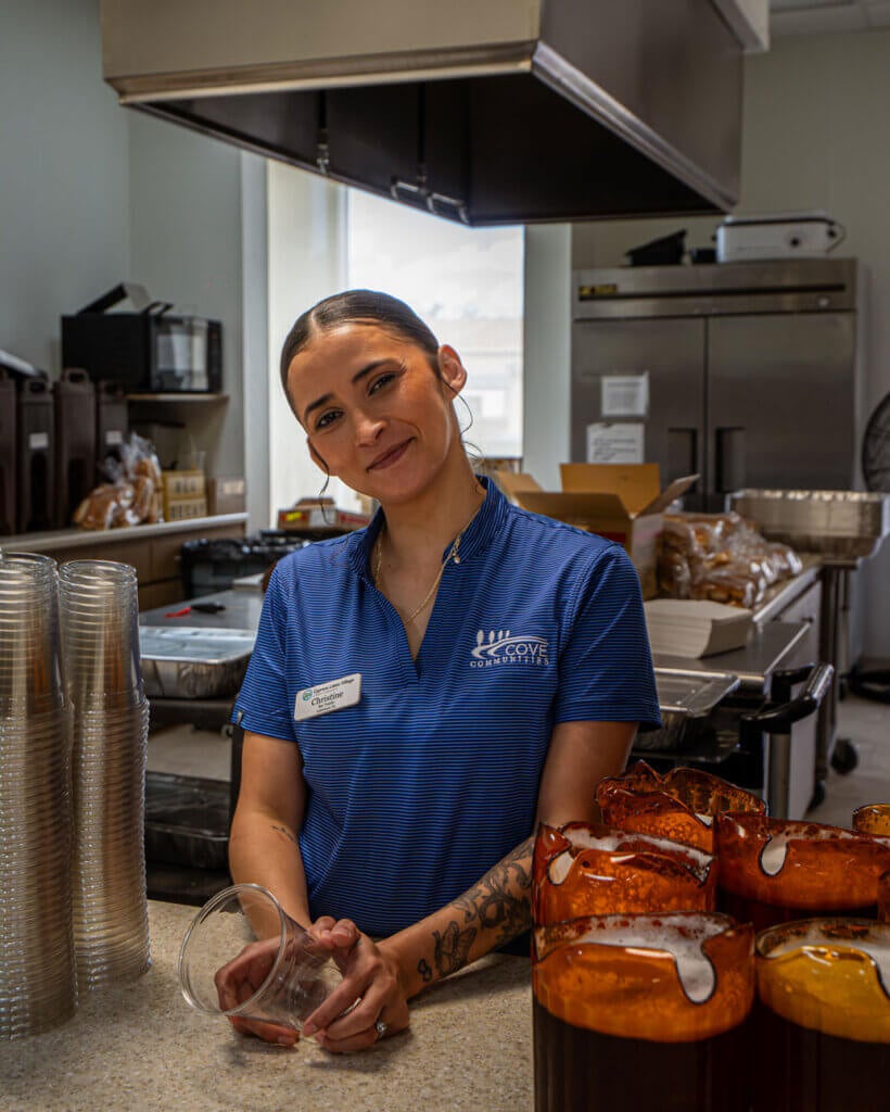 Staff member at the Resident Picnic in Cypress Lakes Village in Lakeland, Florida.