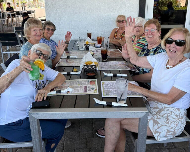 Residents at The Waters in Melbourne Beach, Florida out to eat at a restaurant.