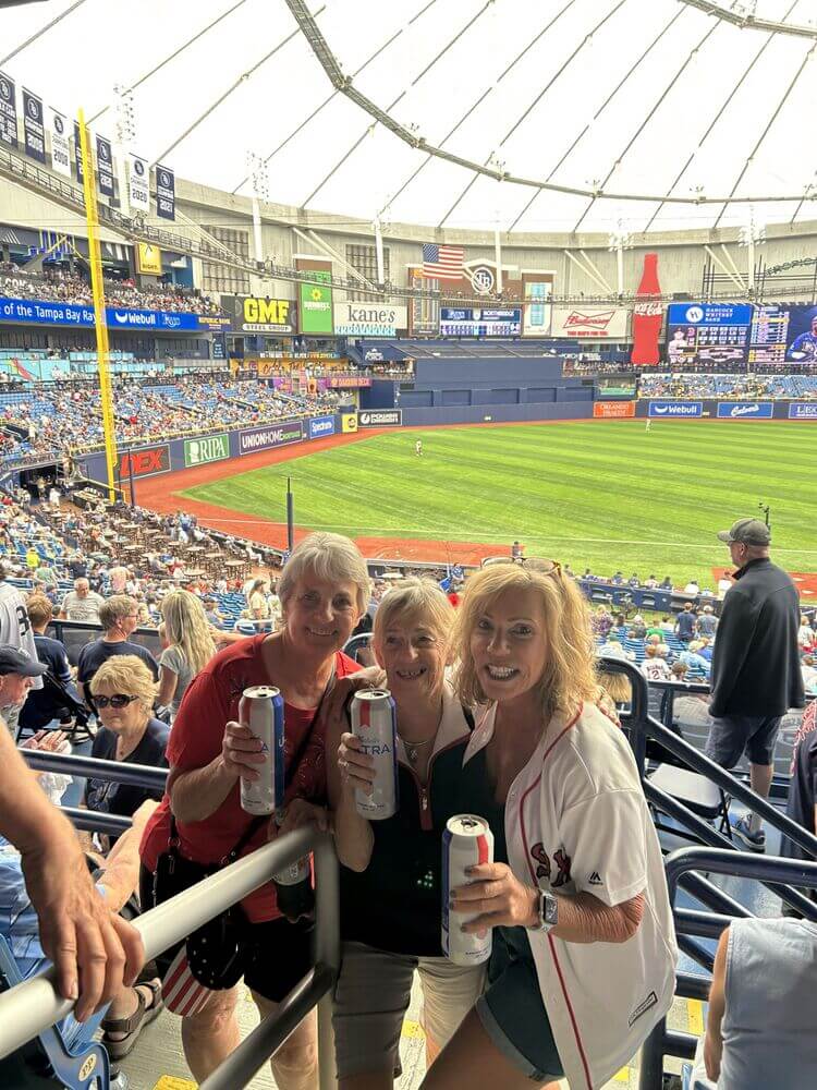 Residents from 55+ community Rolling Greens Village in Ocala, Florida take a day trip to Tropicana field to see the Tampa Bay Rays Baseball vs. Red Sox game