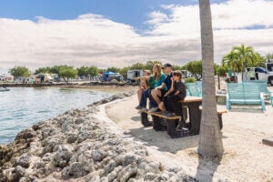 The Hocking kids looking at the ocean from Big Pine Key RV Park.