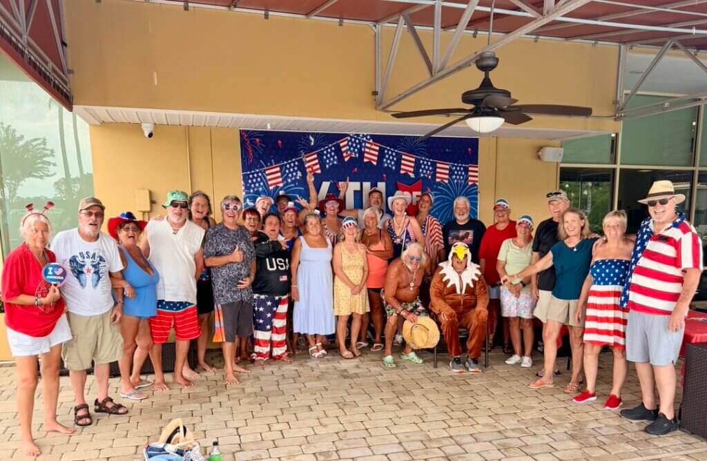 Residents celebrating the July 4th holiday weekend at Cypress Lakes Village in Lakeland, Florida.