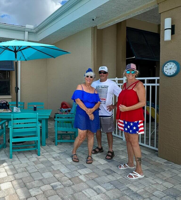 Residents celebrate the 4th of July with a pool party at The Meadows in Tarpon Springs, Florida