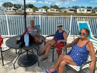 Residents celebrate the 4th of July with a pool party at The Meadows in Tarpon Springs, Florida