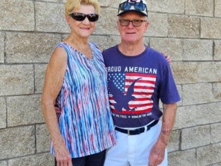 Residents celebrating Fourth of July at Holiday RV Park in Leesburg, Florida.