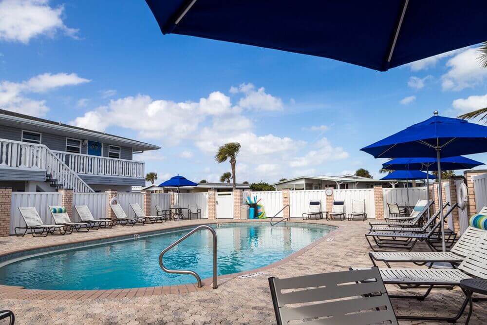Rental apartments above the swimming pool at The Waters in Melbourne Beach, Florida