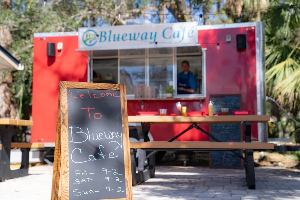 Food truck at Blueway RV Park in Fort Myers, Florida