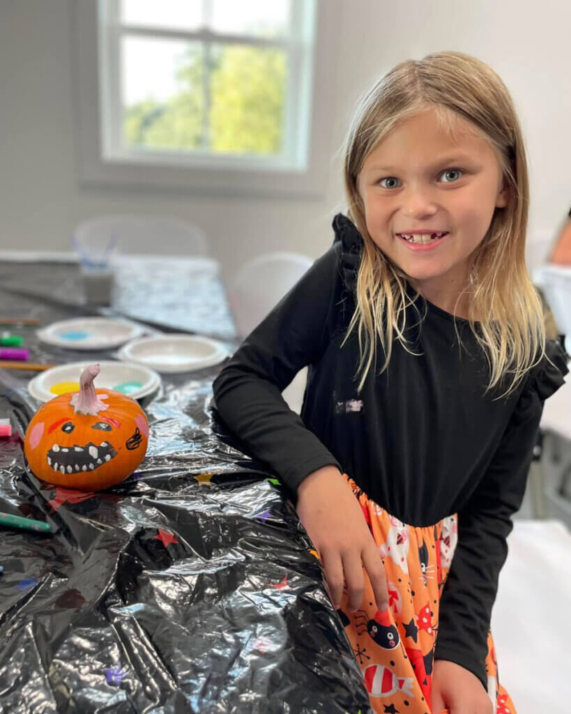 Pumpkin painting craft at Creekfire RV Resort in Savannah, Georgia