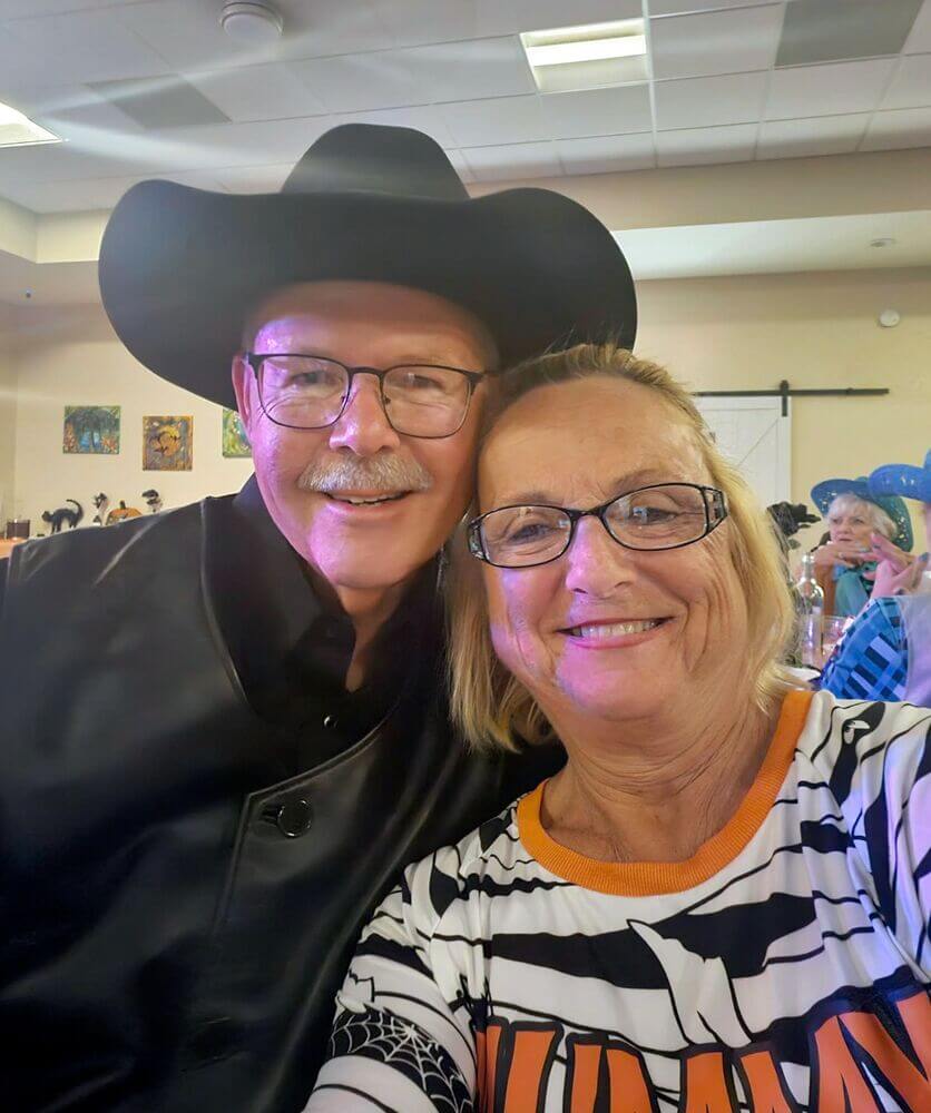 Residents Melissa "Missy" Garrett and Britt Proctor at the community Halloween Party at The Meadows in Tarpon Springs, Florida. 