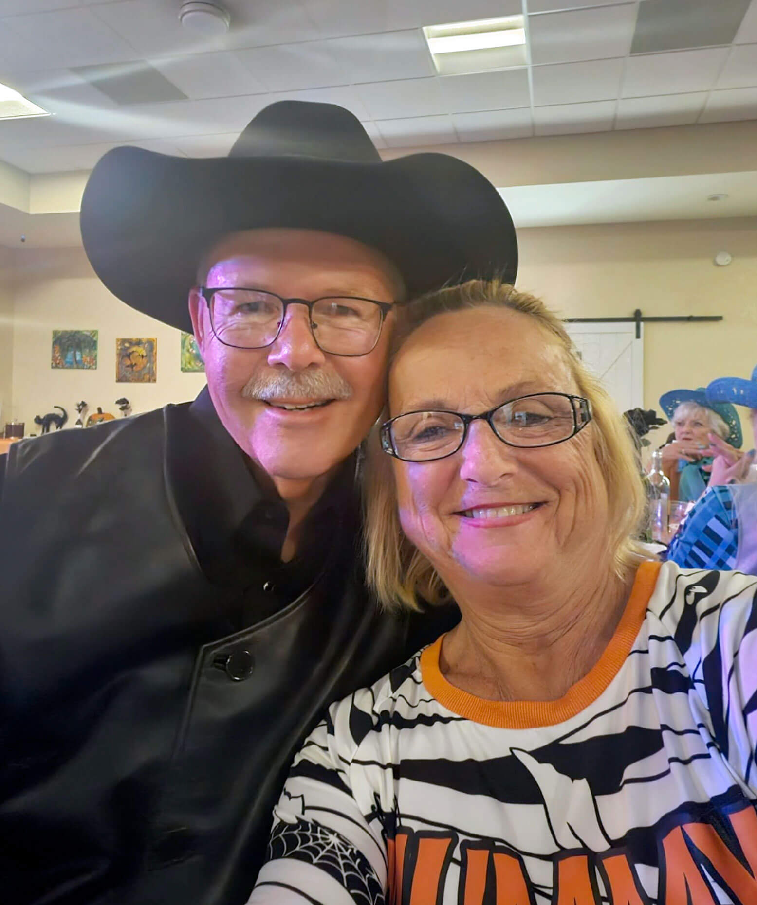 Residents Melissa "Missy" Garrett and Britt Proctor at the community Halloween Party at The Meadows in Tarpon Springs, Florida.