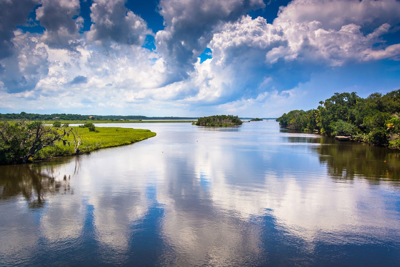 Clouds reflecting in the Tomoka River, at Tomoka State Park, Florida