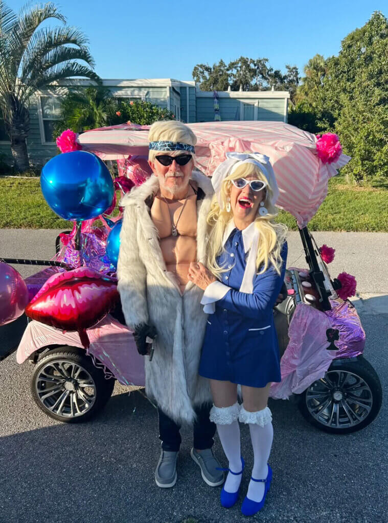 Residents at Camelot Lakes Village in Sarasota, Florida dressed up like Ken and Barbie from the Barbie Movie