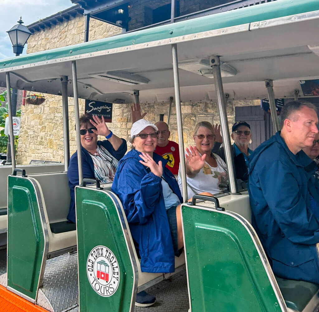 Residents from 55+ community, Rolling Greens Village in Ocala, Florida, on the Old Town Trolley Tour in St. Augustine, Florida.
