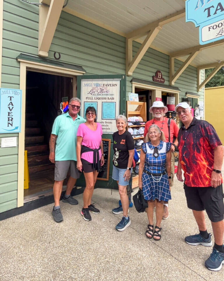 Residents from 55+ community, Rolling Greens Village in Ocala, Florida, exploring the shops in downtown St. Augustine, Florida.