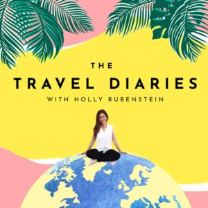 Colorful image of Travel Diaries podcast cover photo