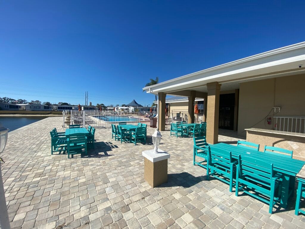 renovated patio at The Meadows clubhouse in Tarpon Springs, Florida